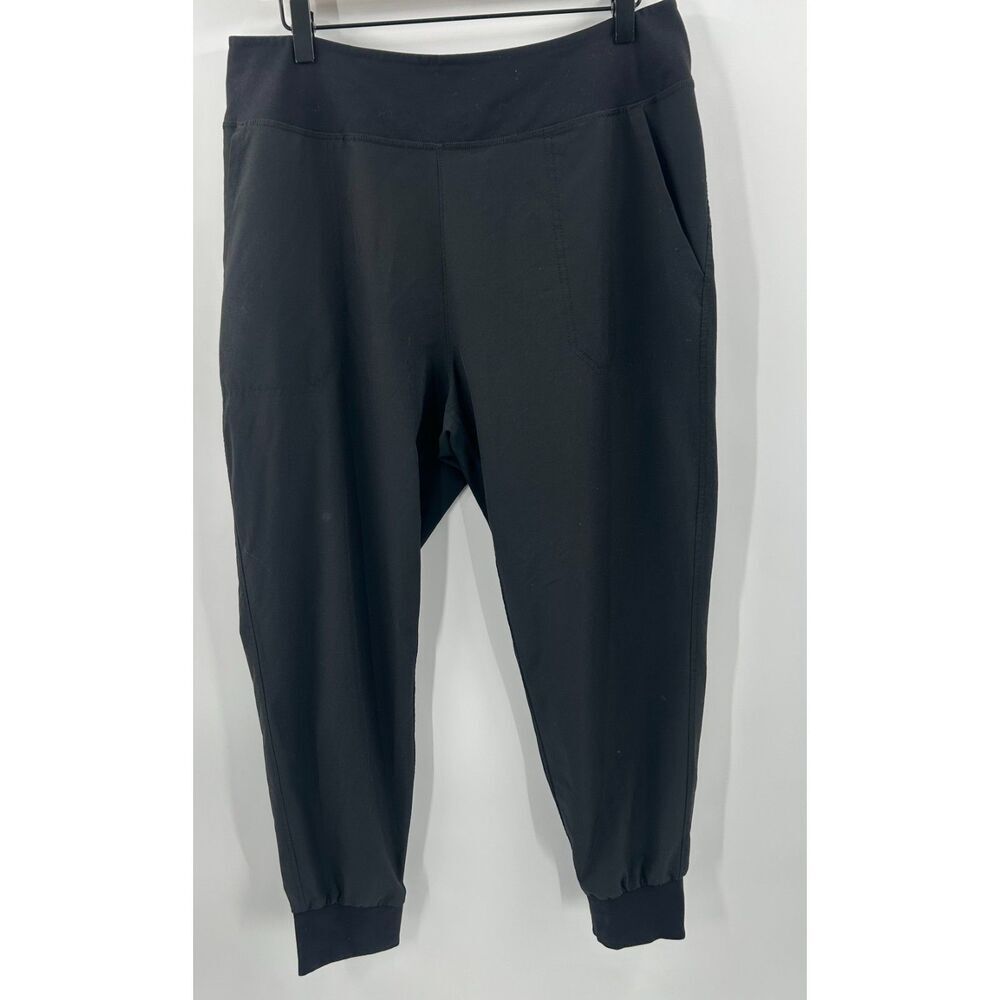 Patagonia Happy Hike Studio Pants Joggers Women L Black Yoga Stretch Hiking EUC